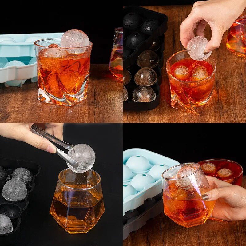 4/6 Silikoonist jääkuubiku vorm must jääpalli vorm ümmargune nelinurkne jääkandik vorm toidukvaliteediga korduvkasutatav jäämasin jäätise tööriistad