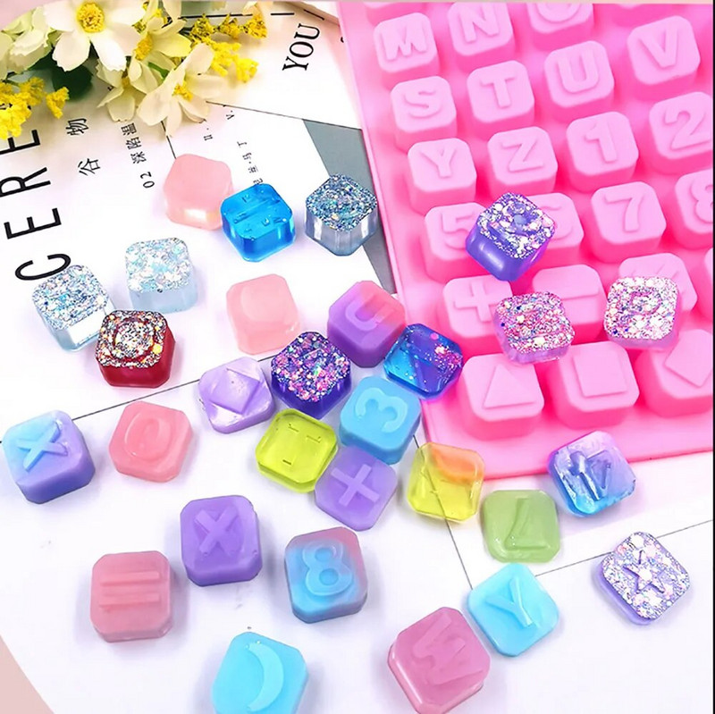 1PC Silicon 48 de litere ale alfabetului Ciocolată Diy gheață zăbrele Mat consumat săpun lucrat manual Mai mult Design Bună tenacitate