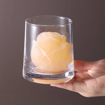 Форма за кубчета лед Силиконова форма за форма на роза Тава за сладолед 3D Голяма машина за топки за сладолед Многократна употреба Форма за коктейли от уиски Инструмент за барове