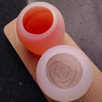 Μορφή παγωτού Δίσκος φόρμας παγωτού σε σχήμα τριαντάφυλλου σιλικόνης Τρισδιάστατος μεγάλος παρασκευαστής μπάλας παγωτού Επαναχρησιμοποιήσιμος Εργαλείο ψησίματος για καλούπια κοκτέιλ ουίσκι