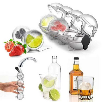 4 Hole Ice Cube Makers Round Ice Mold Whisky Cocktail Vodka Ball Ice Mold Bar Party Kitchen Ice Box Ice Cream Maker