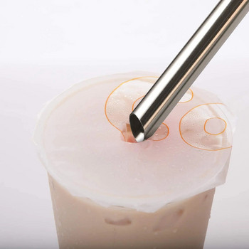 Ъглови накрайници Многократно използваеми сламки за смутита 12 mm широки 304 неръждаема стомана Boba Straws Party Bar Метална сламка за пиене на Bubble Tea