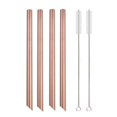Kampuoti antgaliai Daugkartinio naudojimo kokteilių šiaudeliai 12 mm pločio 304 nerūdijančio plieno Boba Straws Party Bar Geriamasis metalinis šiaudelis burbulinei arbatai