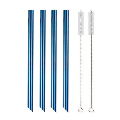Kampuoti antgaliai Daugkartinio naudojimo kokteilių šiaudeliai 12 mm pločio 304 nerūdijančio plieno Boba Straws Party Bar Geriamasis metalinis šiaudelis burbulinei arbatai
