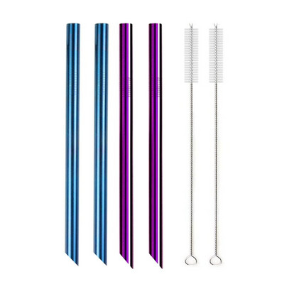 Kampuoti antgaliai Daugkartinio naudojimo kokteilių šiaudeliai 12 mm pločio 304 nerūdijančio plieno Boba Straws Party Bar Geriamasis metalinis šiaudelis burbulinei arbatai