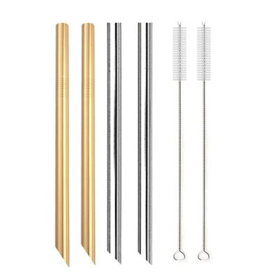 Kampuoti antgaliai Daugkartinio naudojimo kokteilių šiaudeliai 12 mm pločio 304 nerūdijančio plieno Boba Straws Party Bar Geriamasis metalinis šiaudelis burbulinei arbatai