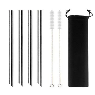 Kampuoti antgaliai Daugkartinio naudojimo kokteilių šiaudeliai 12 mm pločio 304 nerūdijančio plieno Boba Straws Party Bar Geriamasis metalinis šiaudelis burbulinei arbatai