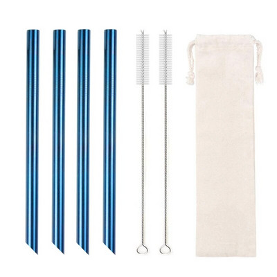 Kampuoti antgaliai Daugkartinio naudojimo kokteilių šiaudeliai 12 mm pločio 304 nerūdijančio plieno Boba Straws Party Bar Geriamasis metalinis šiaudelis burbulinei arbatai