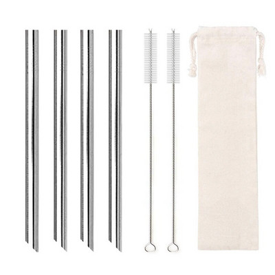 Kampuoti antgaliai Daugkartinio naudojimo kokteilių šiaudeliai 12 mm pločio 304 nerūdijančio plieno Boba Straws Party Bar Geriamasis metalinis šiaudelis burbulinei arbatai