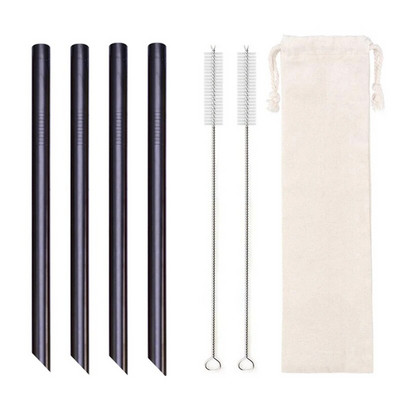 Kampuoti antgaliai Daugkartinio naudojimo kokteilių šiaudeliai 12 mm pločio 304 nerūdijančio plieno Boba Straws Party Bar Geriamasis metalinis šiaudelis burbulinei arbatai