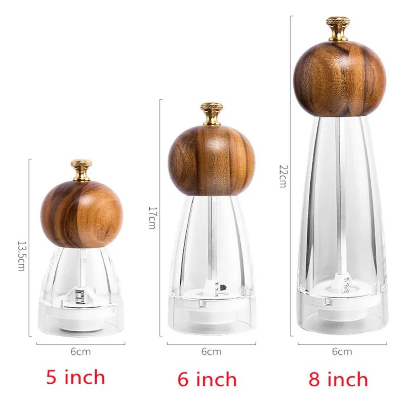 6/8 palcový keramický mlecí jadro mlynček na soľ a korenie mlynček na korenie akrylové ručné mlynčeky na korenie mlynček na kuchynské náradie
