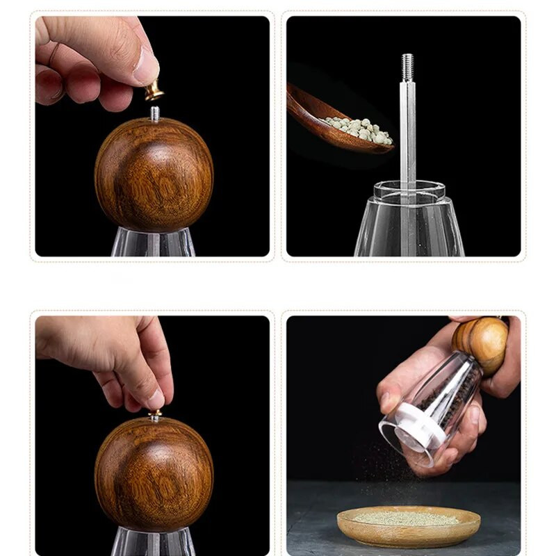 6/8 palcový keramický mlecí jadro mlynček na soľ a korenie mlynček na korenie akrylové ručné mlynčeky na korenie mlynček na kuchynské náradie