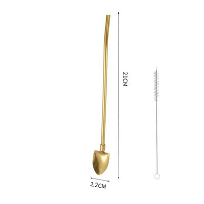 Pai de băut 2 în 1 lingură creativă din oțel inoxidabil paie de băut reutilizabile lingură de amestecare pentru cocktail, bar, instrument de amestecare a cafelei cu lapte