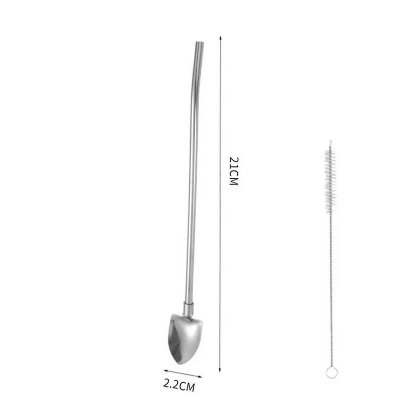 2 viename geriamųjų šiaudelių šaukštas Creative nerūdijančio plieno daugkartinio naudojimo geriamojo šiaudelio kokteilio maišymo šaukštas Pieno kavos maišymo įrankis