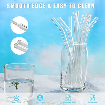 4 бр. 20 см стъклени сламки за многократна употреба Цветни стъклени сламки за напитки Екологични коктейлни сламки за сок Барови съдове