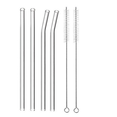 4 vnt. 20 cm daugkartinio naudojimo stikliniai šiaudeliai gėrimui Spalvingi stikliniai šiaudeliai gėrimams Sultys Ekologiški kokteilių šiaudeliai Baro gėrimai