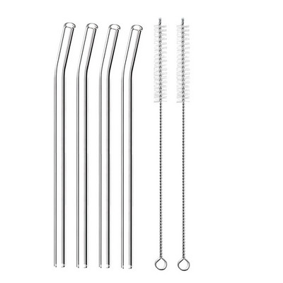 4 vnt. 20 cm daugkartinio naudojimo stikliniai šiaudeliai gėrimui Spalvingi stikliniai šiaudeliai gėrimams Sultys Ekologiški kokteilių šiaudeliai Baro gėrimai