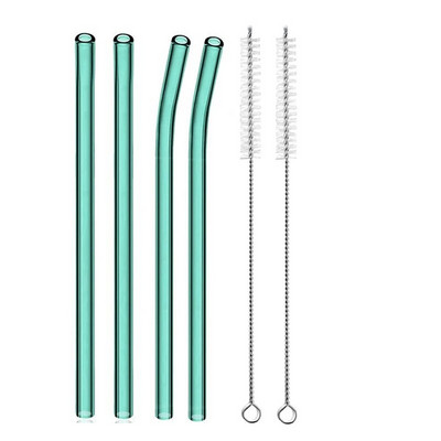 4 vnt. 20 cm daugkartinio naudojimo stikliniai šiaudeliai gėrimui Spalvingi stikliniai šiaudeliai gėrimams Sultys Ekologiški kokteilių šiaudeliai Baro gėrimai