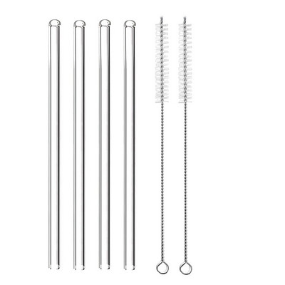 4 vnt. 20 cm daugkartinio naudojimo stikliniai šiaudeliai gėrimui Spalvingi stikliniai šiaudeliai gėrimams Sultys Ekologiški kokteilių šiaudeliai Baro gėrimai