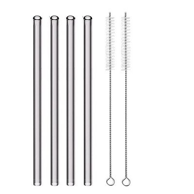 4 vnt. 20 cm daugkartinio naudojimo stikliniai šiaudeliai gėrimui Spalvingi stikliniai šiaudeliai gėrimams Sultys Ekologiški kokteilių šiaudeliai Baro gėrimai