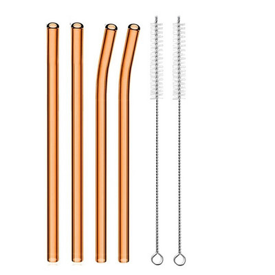 4 vnt. 20 cm daugkartinio naudojimo stikliniai šiaudeliai gėrimui Spalvingi stikliniai šiaudeliai gėrimams Sultys Ekologiški kokteilių šiaudeliai Baro gėrimai