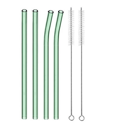 4 vnt. 20 cm daugkartinio naudojimo stikliniai šiaudeliai gėrimui Spalvingi stikliniai šiaudeliai gėrimams Sultys Ekologiški kokteilių šiaudeliai Baro gėrimai