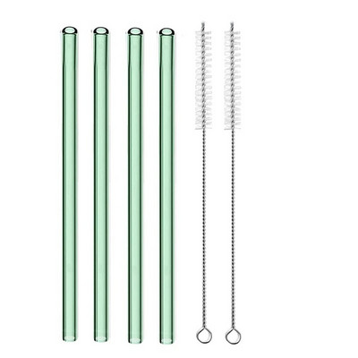 4 vnt. 20 cm daugkartinio naudojimo stikliniai šiaudeliai gėrimui Spalvingi stikliniai šiaudeliai gėrimams Sultys Ekologiški kokteilių šiaudeliai Baro gėrimai