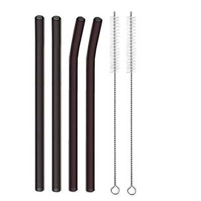 4 vnt. 20 cm daugkartinio naudojimo stikliniai šiaudeliai gėrimui Spalvingi stikliniai šiaudeliai gėrimams Sultys Ekologiški kokteilių šiaudeliai Baro gėrimai