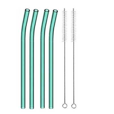 4 vnt. 20 cm daugkartinio naudojimo stikliniai šiaudeliai gėrimui Spalvingi stikliniai šiaudeliai gėrimams Sultys Ekologiški kokteilių šiaudeliai Baro gėrimai