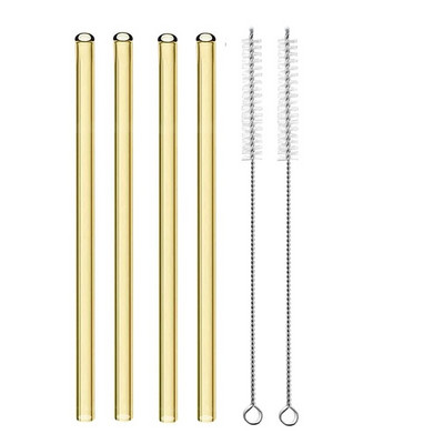 4 vnt. 20 cm daugkartinio naudojimo stikliniai šiaudeliai gėrimui Spalvingi stikliniai šiaudeliai gėrimams Sultys Ekologiški kokteilių šiaudeliai Baro gėrimai