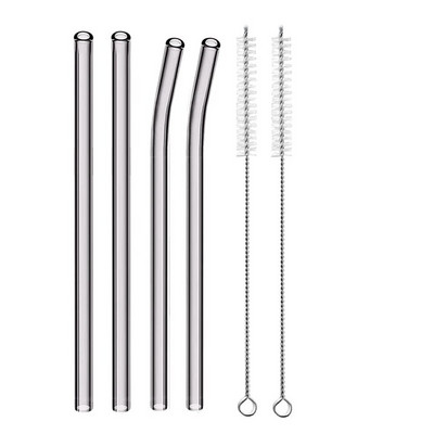 4 vnt. 20 cm daugkartinio naudojimo stikliniai šiaudeliai gėrimui Spalvingi stikliniai šiaudeliai gėrimams Sultys Ekologiški kokteilių šiaudeliai Baro gėrimai