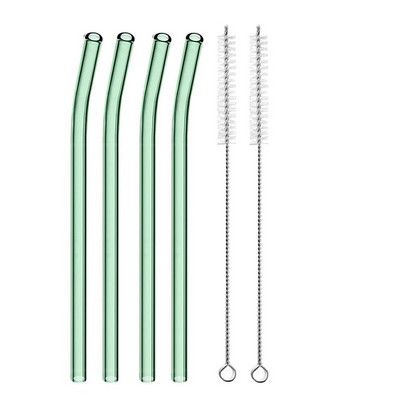 4 vnt. 20 cm daugkartinio naudojimo stikliniai šiaudeliai gėrimui Spalvingi stikliniai šiaudeliai gėrimams Sultys Ekologiški kokteilių šiaudeliai Baro gėrimai