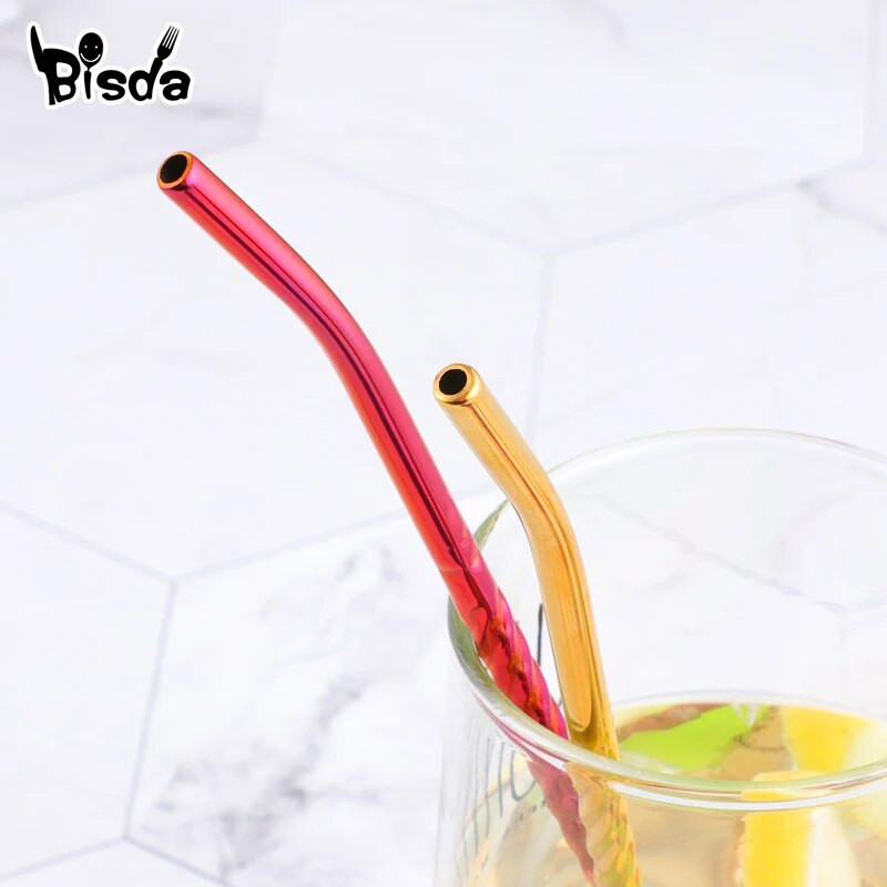 2 vnt. Ilgas susuktas šiaudų šaukštas Nešiojamas auksinis arbatos kaušelis Daugkartinio naudojimo spalvotų nerūdijančio plieno šiaudelių juodų indų rinkinys baro vakarėliui
