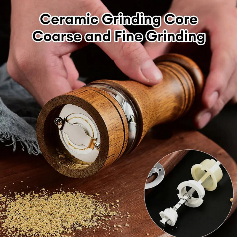 Ručni mlin za papar Drveni mlinovi za sol i papar Boca za začine Keramička jezgra Mlinac za začine od punog drveta Kuhinjski gadget
