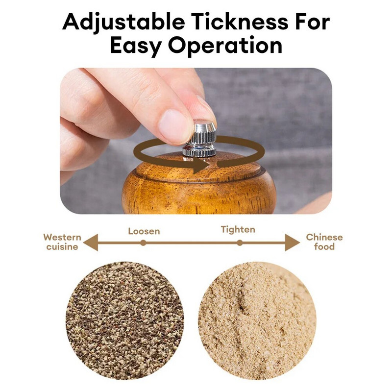 Ručni mlin za papar Drveni mlinovi za sol i papar Boca za začine Keramička jezgra Mlinac za začine od punog drveta Kuhinjski gadget