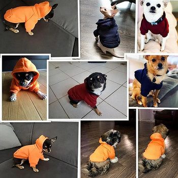 Кученце Суичър с качулка за домашни любимци Есен Зима Двукраки джобни дрехи за котки и кучета