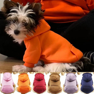 Puppy Pet kapucnis pulóver őszi tél kétlábú zsebes macska kutya ruhák