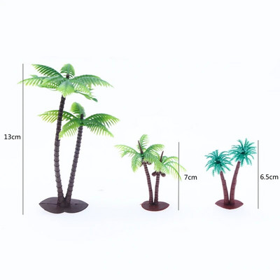 5 tk Mini plastikust kookospalmipuud miniatuursed taimepotid bonsai käsitöö akvaariumi mikromaastiku kaunistusega liivalaua maastikumudel