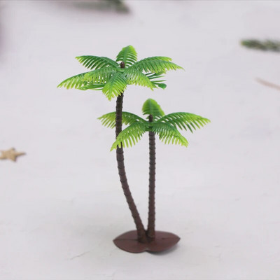 5 tk Mini plastikust kookospalmipuud miniatuursed taimepotid bonsai käsitöö akvaariumi mikromaastiku kaunistusega liivalaua maastikumudel