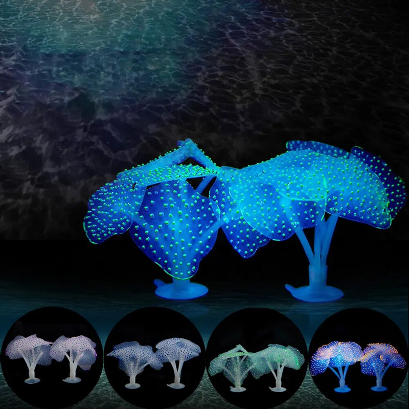 Gaismas anemones simulācijas mākslīgo augu akvārija dekors plastmasas zemūdens nezāļu zāles akvārija zivju tvertnes dekorācijas ornaments