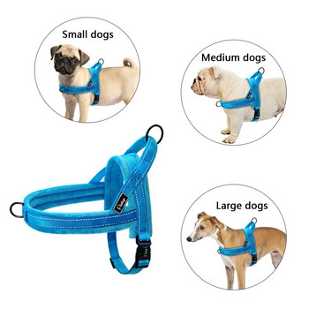 No Pull Dog Harness Nylon Μεγάλο λουρί για σκύλους Ανακλαστικό γιλέκο κατοικίδιων ζώων με επένδυση για λουράκια για μικρά μεσαία σκυλιά Pitbull Buldog