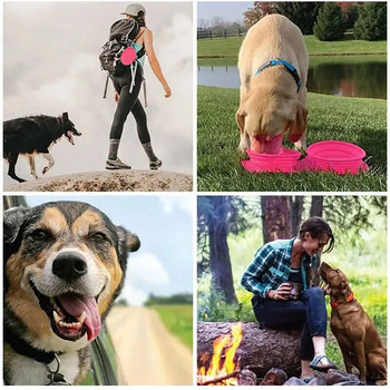 Σετ τραπεζαρίας ταξιδιωτικού σκύλου Πτυσσόμενα μπολ για σκύλους Νερό, Φορητό μπολ τροφοδοσίας τροφών για κατοικίδια ταξιδίου, πτυσσόμενο επεκτάσιμο πιάτο φλιτζάνι