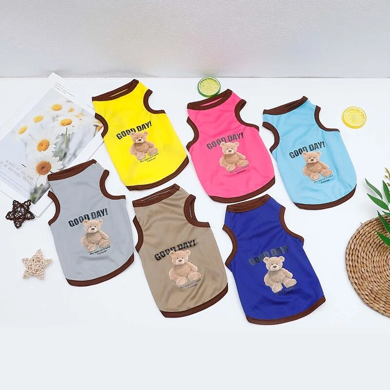 Rajzfilm Medve Kutya Ruhák Aranyos pamut kutya jelmez Kisállat póló macskák mellény kölyök kis közepes kutyáknak Shih Tzu kutya XS-XXL