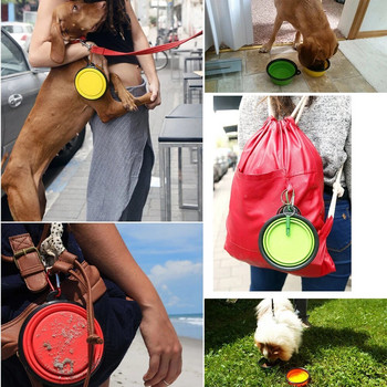 Πτυσσόμενο μπολ ταξιδιού για σκύλους κατοικίδιων ζώων Πτυσσόμενο μπολ σιλικόνης για σκύλους Υπαίθριο μπολ τροφοδοσίας με νερό Πτυσσόμενο πιάτο για σκύλους Cuenco