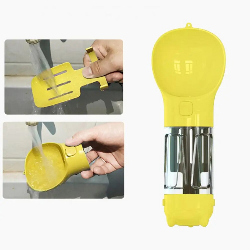 Lemmiklooma veepudel koos kakakulbiga Dog Travel veedosaator, kaasaskantav labidaga prügikoti jaoturiga Lemmiklooma veetass õues kasutamiseks