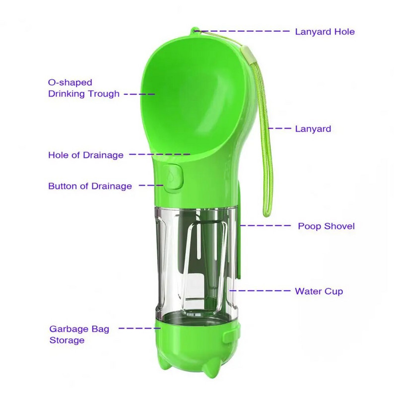 Boca za vodu za pse na otvorenom, prijenosna čaša za vodu za kućne ljubimce, prijenosna nepropusna boca za vodu za pse s lopatom, vreća za smeće za vani