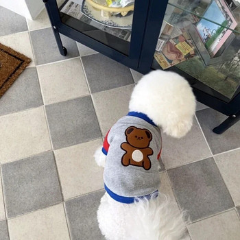 Χαριτωμένο Animal Print Ρούχα για σκύλους για κατοικίδια Χειμερινά καινούργια πουκάμισα με πάτο Teddy ζεστό πουλόβερ Schnauzer Ρούχα δύο ποδιών Casual ρούχα για σκύλους