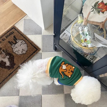 Дрехи за домашни кучета със сладък животински принт Зимна нова долна риза Теди Топъл пуловер Дрехи за шнауцер с два крака Ежедневни дрехи за кучета