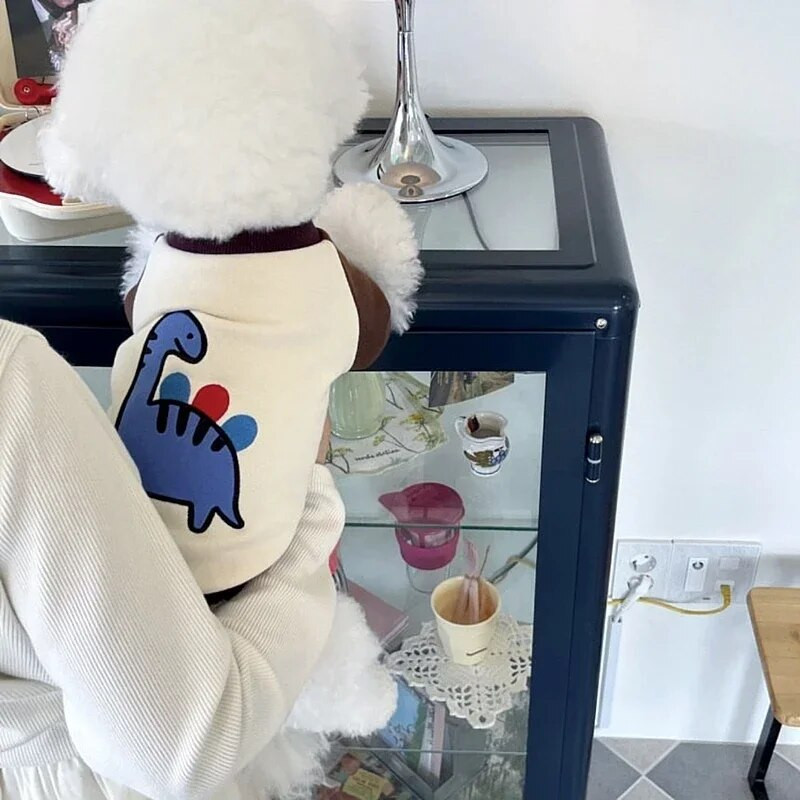 Cute Animal Print Kutyaruhák Téli Új alsó ing Teddy Meleg pulóver Schnauzer Kétlábú Ruhák Alkalmi kutyaruhák