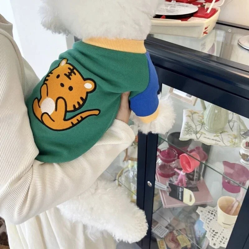 Cute Animal Print Kutyaruhák Téli Új alsó ing Teddy Meleg pulóver Schnauzer Kétlábú Ruhák Alkalmi kutyaruhák